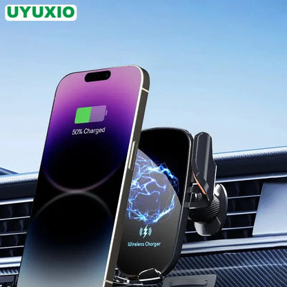 UYUXIO cargador de coche inalámbrico salida de aire soporte de teléfono de carga rápida en el coche para iPhone 16 Pro Max 15 14 12 13 teléfonos Samsung Android
