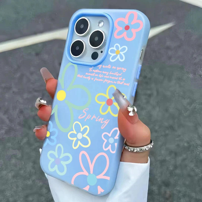 Funda para Teléfono con Diseño de Flores Primaverales para iPhone 17 16 Pro Max, Fundas para iPhone 17e 16e 11 15 12 13 14 Pro Max Air X XS XR 7 8 Plus