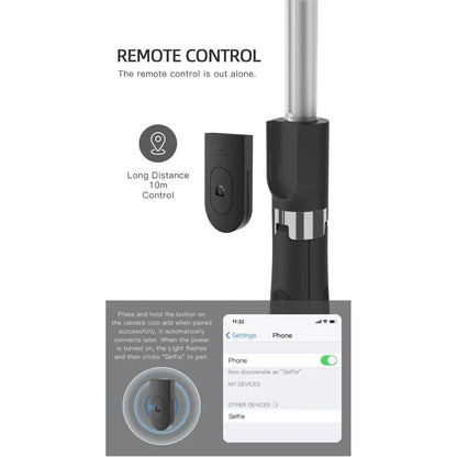 H1 Wireless Bluetooth Selfie Stick Tripod Monopod Phone Holder for Outdoor Travel 3 in 1