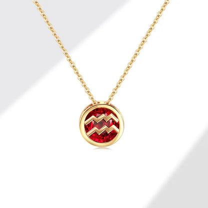 Collares con colgante de 12 constelaciones ahuecados de doble cara Retro para mujer, gargantilla de piedra natal con diamantes de imitación de cristal, signo del zodiaco