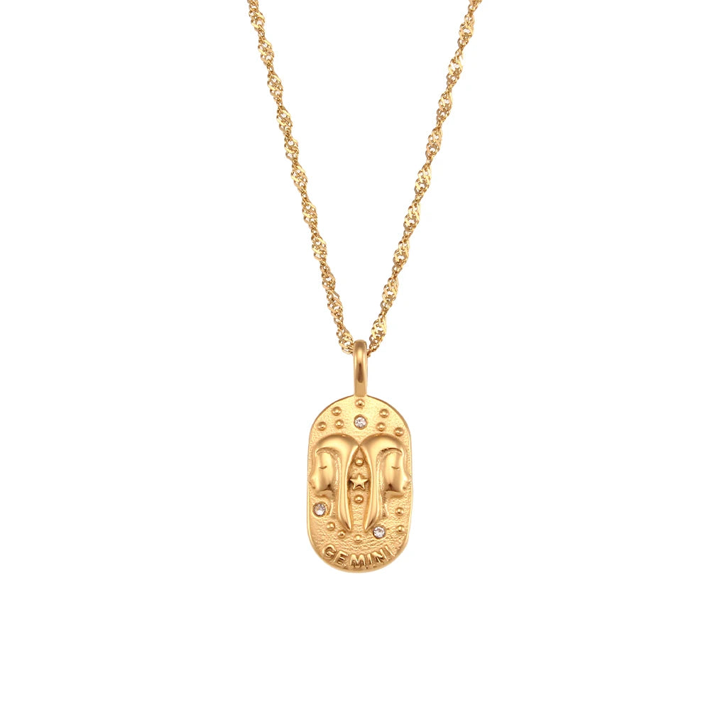 E.B.belle-collar de acero inoxidable con signo del zodiaco para mujer, joyería brillante, constelación, 2024