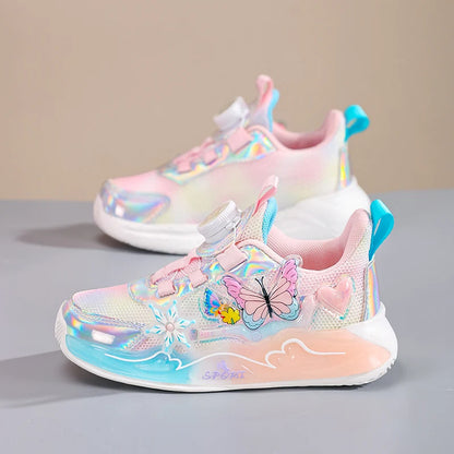 Cute Sneakers for Girls, Pink and Purple Butterfly Print Kids' Shoes, School Athletic Running Trainers, Girls' Sports Shoes