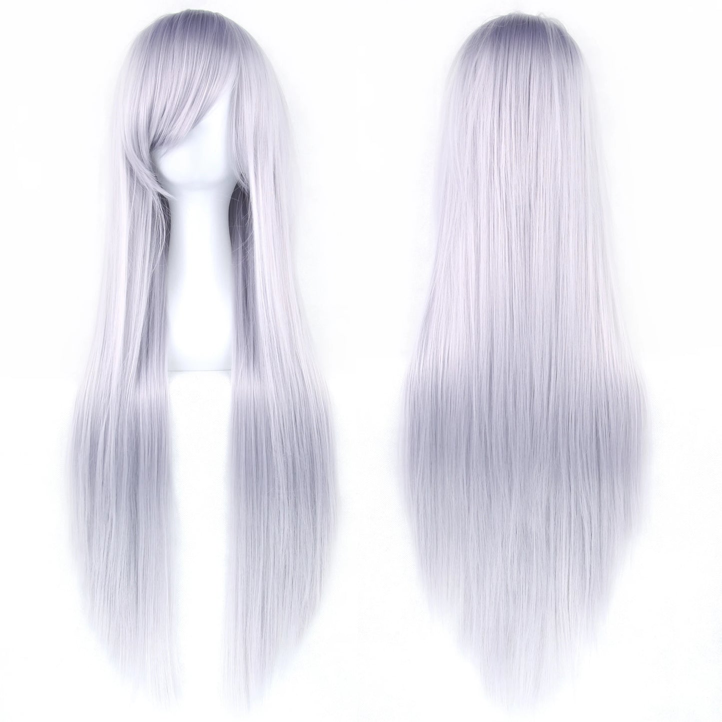 Soowee, pelo sintético de 80cm de largo, pelucas de Cosplay blancas y moradas, peluca recta de pelo negro para fiesta, peluca para mujer.