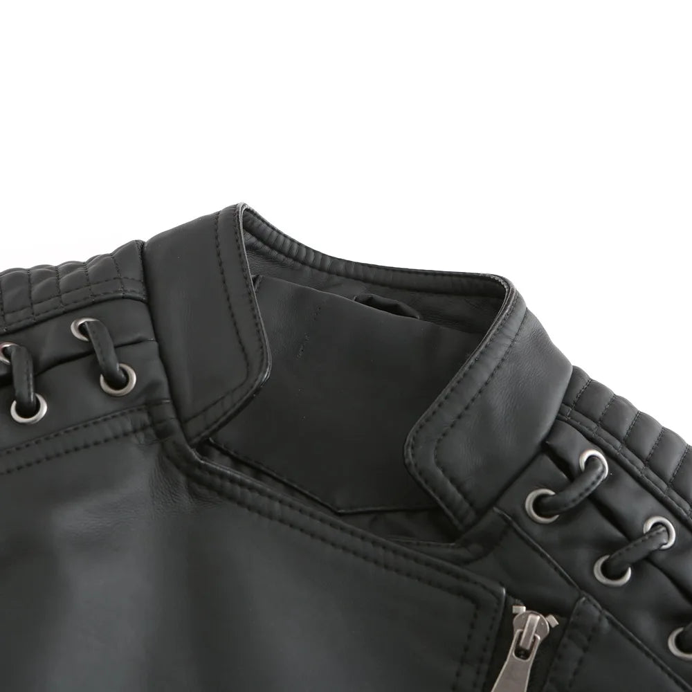 Chaqueta de cuero sintético para mujer, abrigo corto ajustado con cuello levantado y cremallera, ropa de calle para motorista, novedad de primavera y otoño.