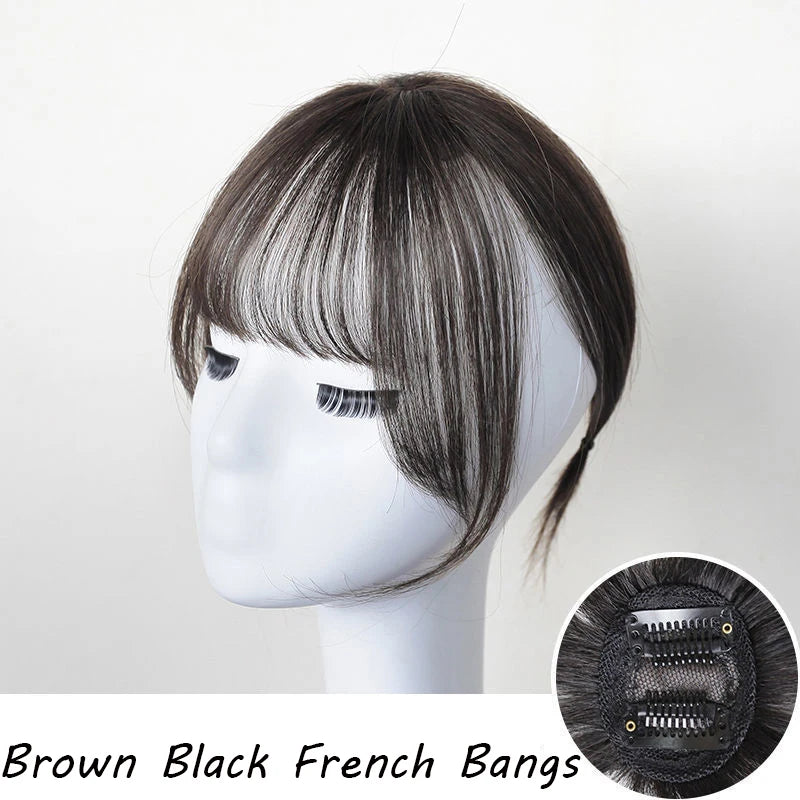 Wig with Air Bangs, Women's Wig Piece, Ultra-thin Traceless Qi Bangs, 5x5cm Women's Toupee with Silk Base Bangs and Cut