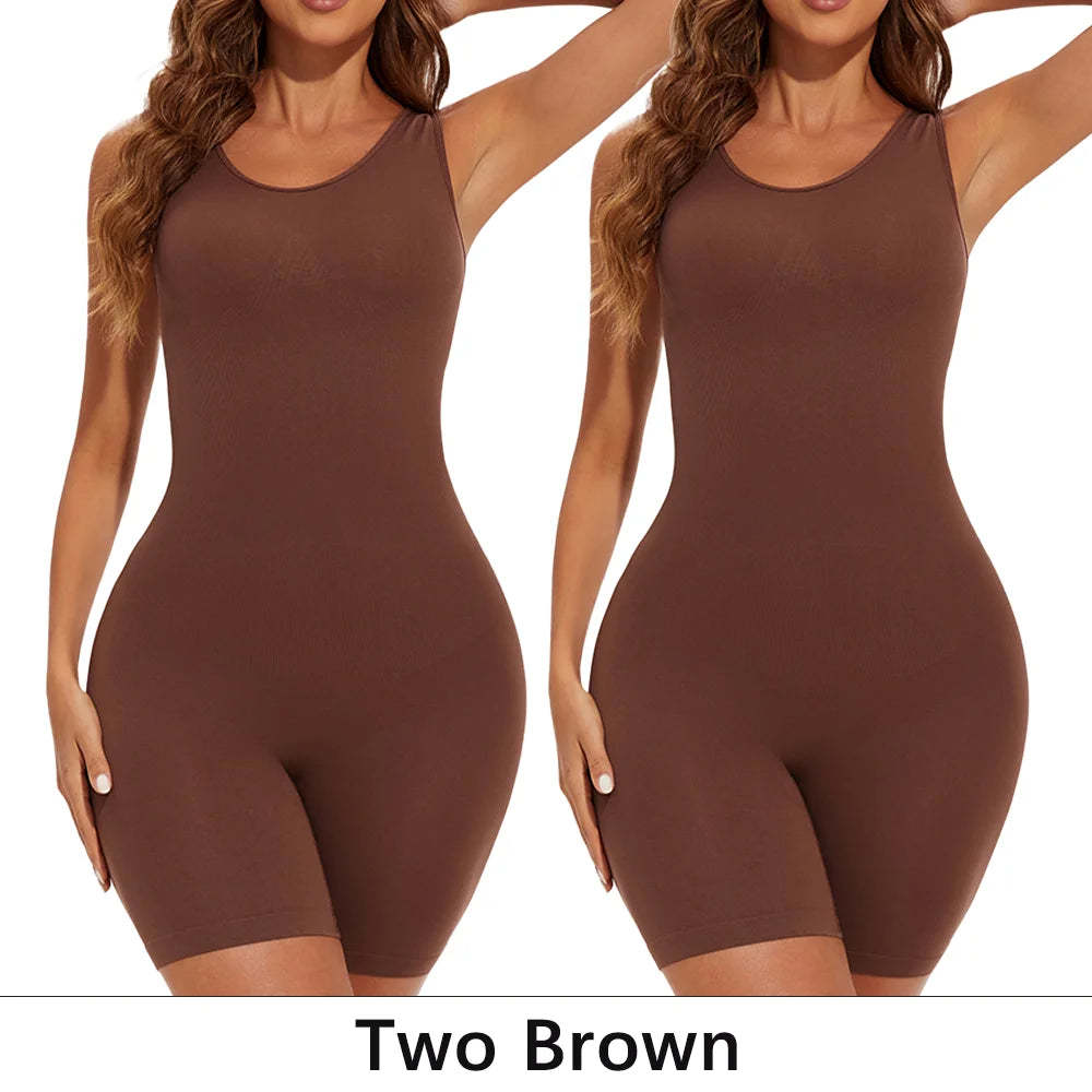 POKARLA Bodysuits sexys de cobertura total, faja moldeadora de muslos, mono moldeador de hombros anchos, faja sin costuras, adelgazante.