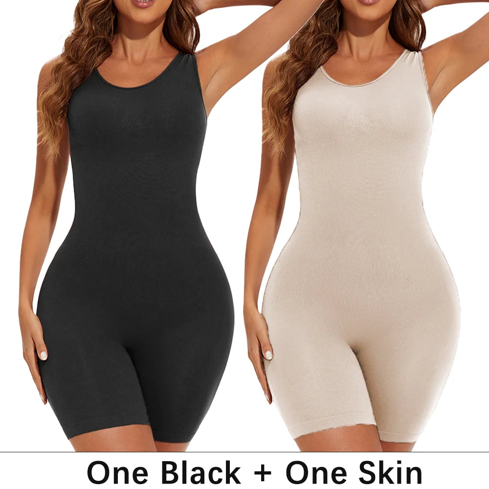 POKARLA Bodysuits sexys de cobertura total, faja moldeadora de muslos, mono moldeador de hombros anchos, faja sin costuras, adelgazante.