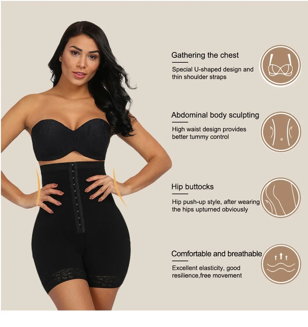 Colombian butt lifter girdles, high-waist shapewear, tummy control panties, waist trainer, body shaper, slimming wrap, flat belly
