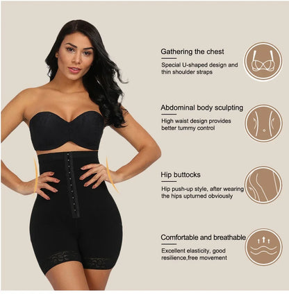 Colombian butt lifter girdles, high-waist shapewear, tummy control panties, waist trainer, body shaper, slimming wrap, flat belly