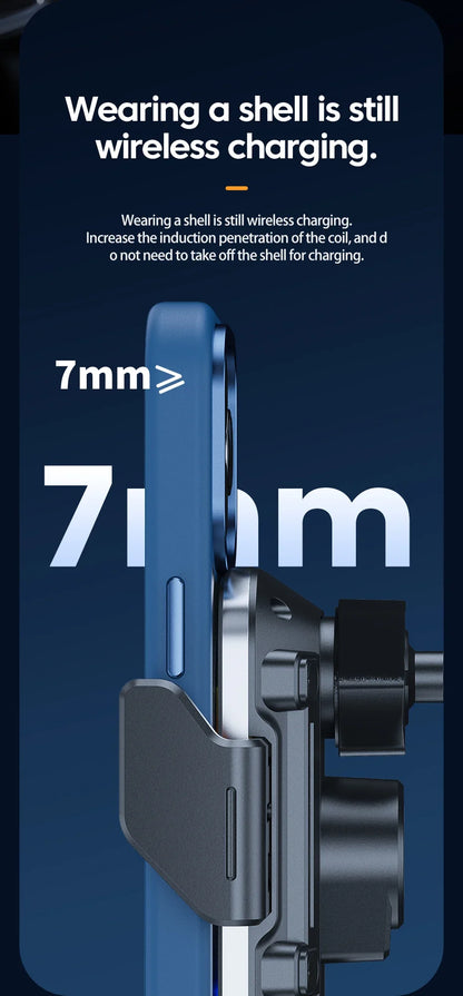 UYUXIO-Adaptador de cargador de coche inalámbrico con sujeción automática, soporte de teléfono para coche con ventilación de aire de carga súper rápida para iPhone 16 15 Pro Max Samsung