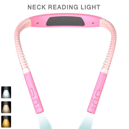Luz LED de lectura para el cuello, 3 colores, 3 brillos, lámpara de lectura para libros, lámpara recargable por Usb, lámpara Flexible para leer el cuello y el brazo, lámpara para libros