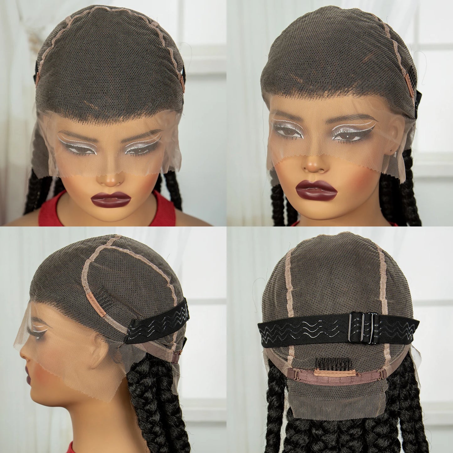 Pelucas trenzadas Cornrow de 32 pulgadas, peluca con trenzas de encaje sintético completo con pelo de bebé, peluca de encaje trenzado sin nudos Frontal para mujeres negras