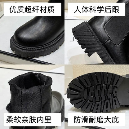 Botas Chelsea, nuevos zapatos de invierno de suela gruesa para mujer, botas cortas de suela gruesa a la moda de otoño para mujer