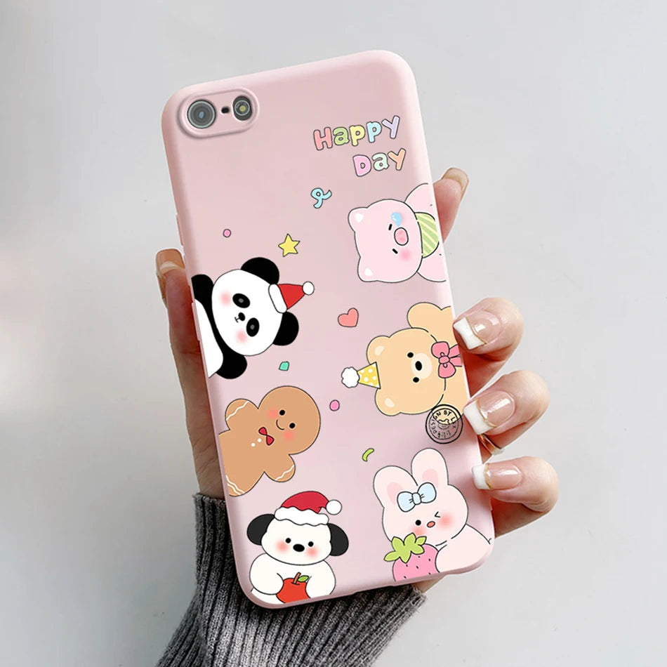 Para iPhone 5 5S Funda lindo oso dibujos animados Rana pintado Funda suave para iPhone SE 2016 2020 2022 SE2 Funda de teléfono de silicona Coque Funda