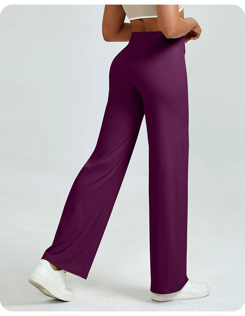Women's High Waisted Straight Leg Yoga Pants, Naked Feeling, Butt Lift, Loose Fit, Workout Pants, Slimming Gym Pants