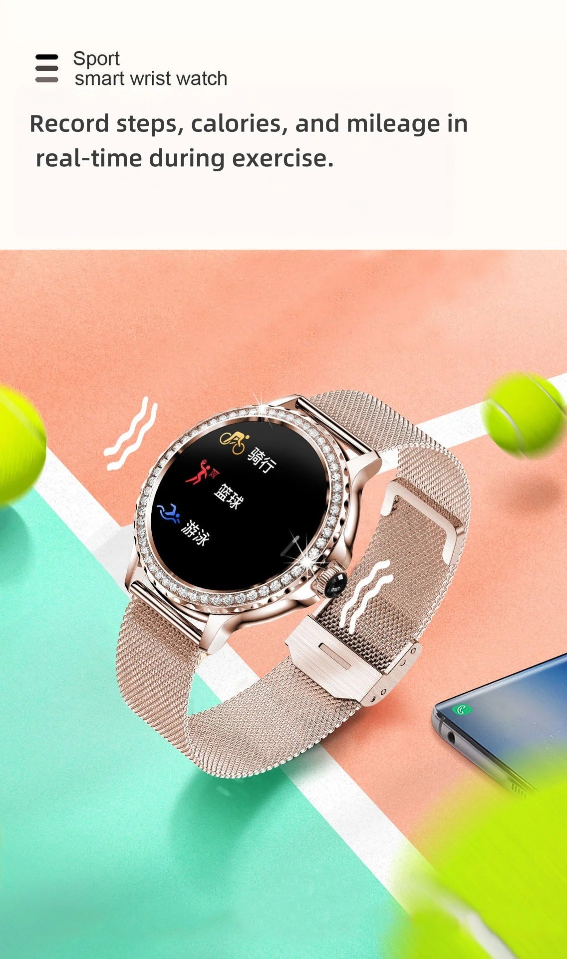 NX19 Fashion Smart Watch for Women Bluetooth Call Smart Sports Bracelet IP68 Diamond Waterproof Watch