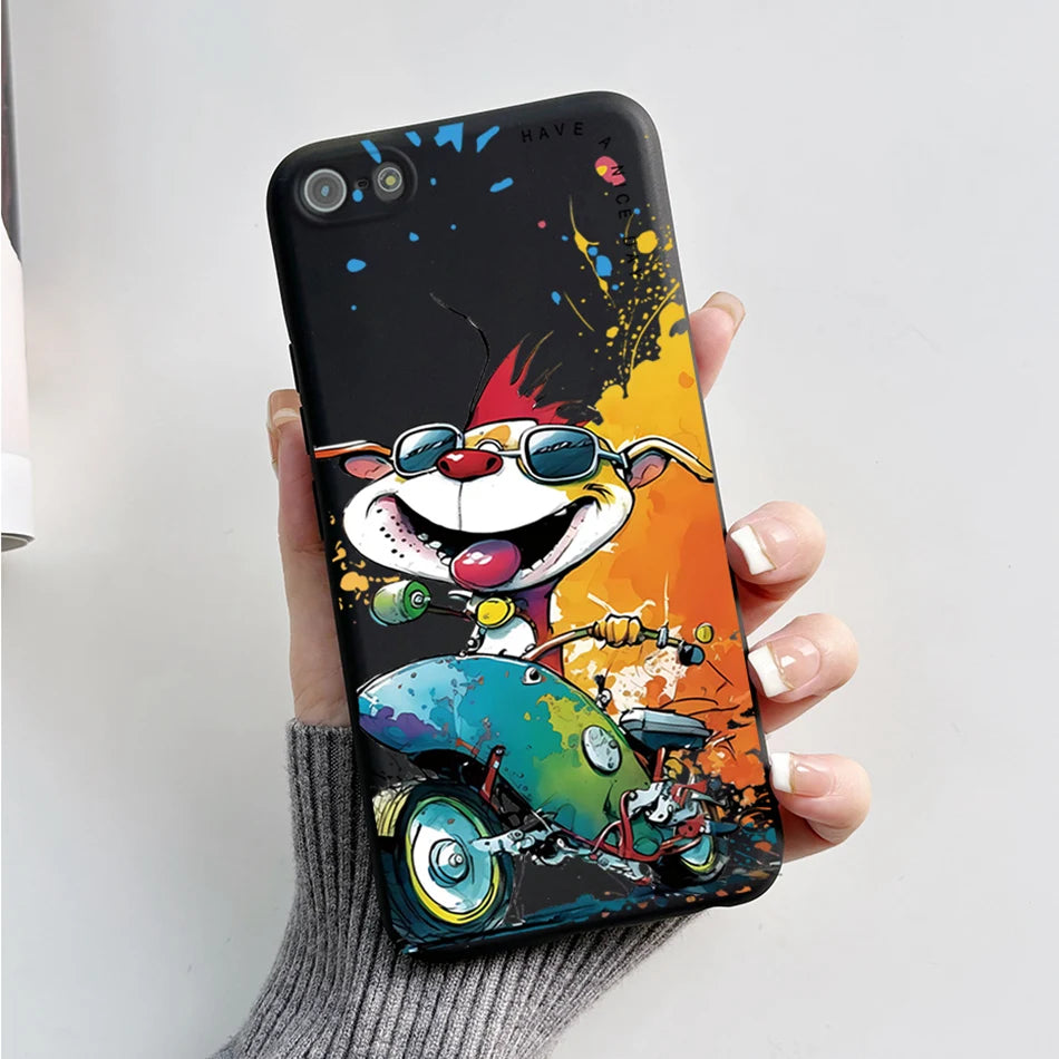 Para iPhone 5 5S Funda lindo oso dibujos animados Rana pintado Funda suave para iPhone SE 2016 2020 2022 SE2 Funda de teléfono de silicona Coque Funda