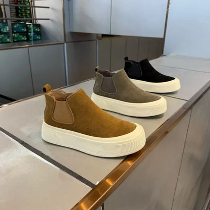 Botas de Hombre, Moda, Plataforma, Caña Alta, Casuales, Invierno 2026, Antideslizantes, Cálidas, Forro de Felpa, Algodón, Botas Chelsea para Exteriores