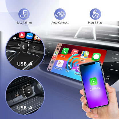 Nuevo adaptador 2 en 1 Mini CarPlay Box con cable a CarPlay inalámbrico Android Auto Smart Box Bluetooth conectar Plug & Play para 98% de coches