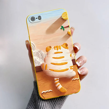 Para iPhone 5 5S Funda lindo oso dibujos animados Rana pintado Funda suave para iPhone SE 2016 2020 2022 SE2 Funda de teléfono de silicona Coque Funda