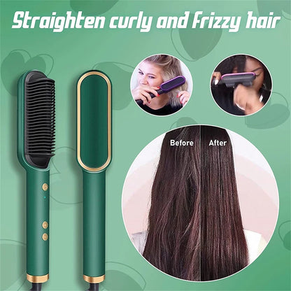 Peine de pelo liso profesional para mujer, cepillo de pelo liso portátil con revestimiento de cerámica, herramienta de peinado para salón, gran oferta
