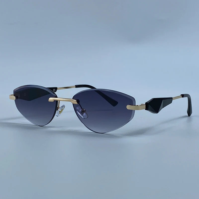 Gafas de Y2K Punk sin montura de ojo de gato, gafas 2026 de diseño de lujo irregulares sin marco, gafas de mujer, gafas de fiesta de moda