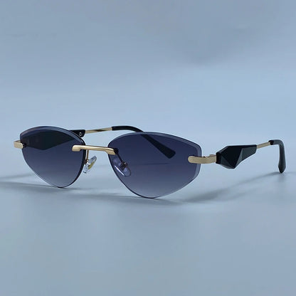 Gafas de Y2K Punk sin montura de ojo de gato, gafas 2026 de diseño de lujo irregulares sin marco, gafas de mujer, gafas de fiesta de moda