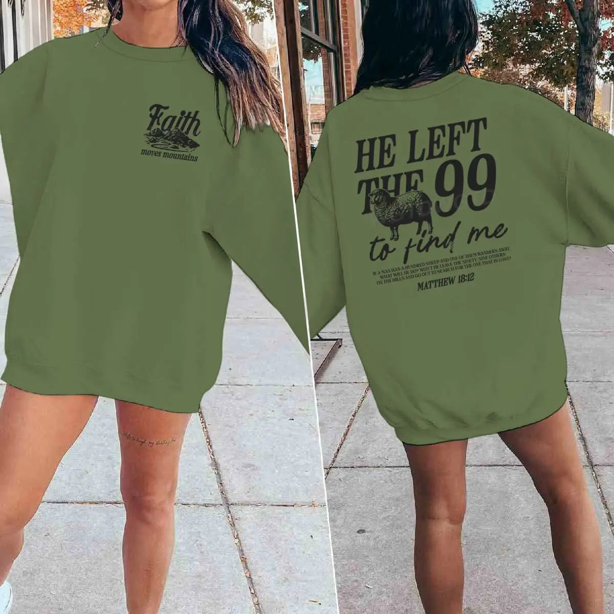 Sudaderas con diseño religioso para hombres y mujeres, con la frase 'Él dejó las 99 para encontrarme', jersey gráfico, regalo de fe religiosa para cristianos, top con cuello redondo.