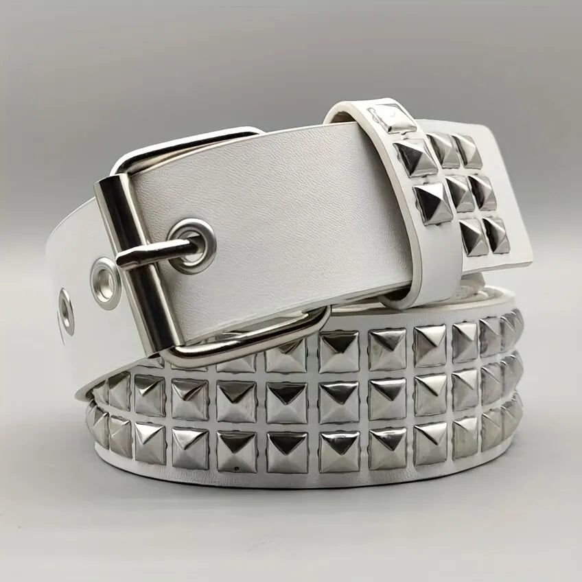 Nuevo cinturón con remaches de cuentas cuadradas a la moda, cinturón piramidal de Metal para hombres y mujeres, Hardware Punk, cinturón vaquero Y2K, cinturón de diseñador, cinturón para mujer
