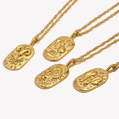 E.B.belle-collar de acero inoxidable con signo del zodiaco para mujer, joyería brillante, constelación, 2024