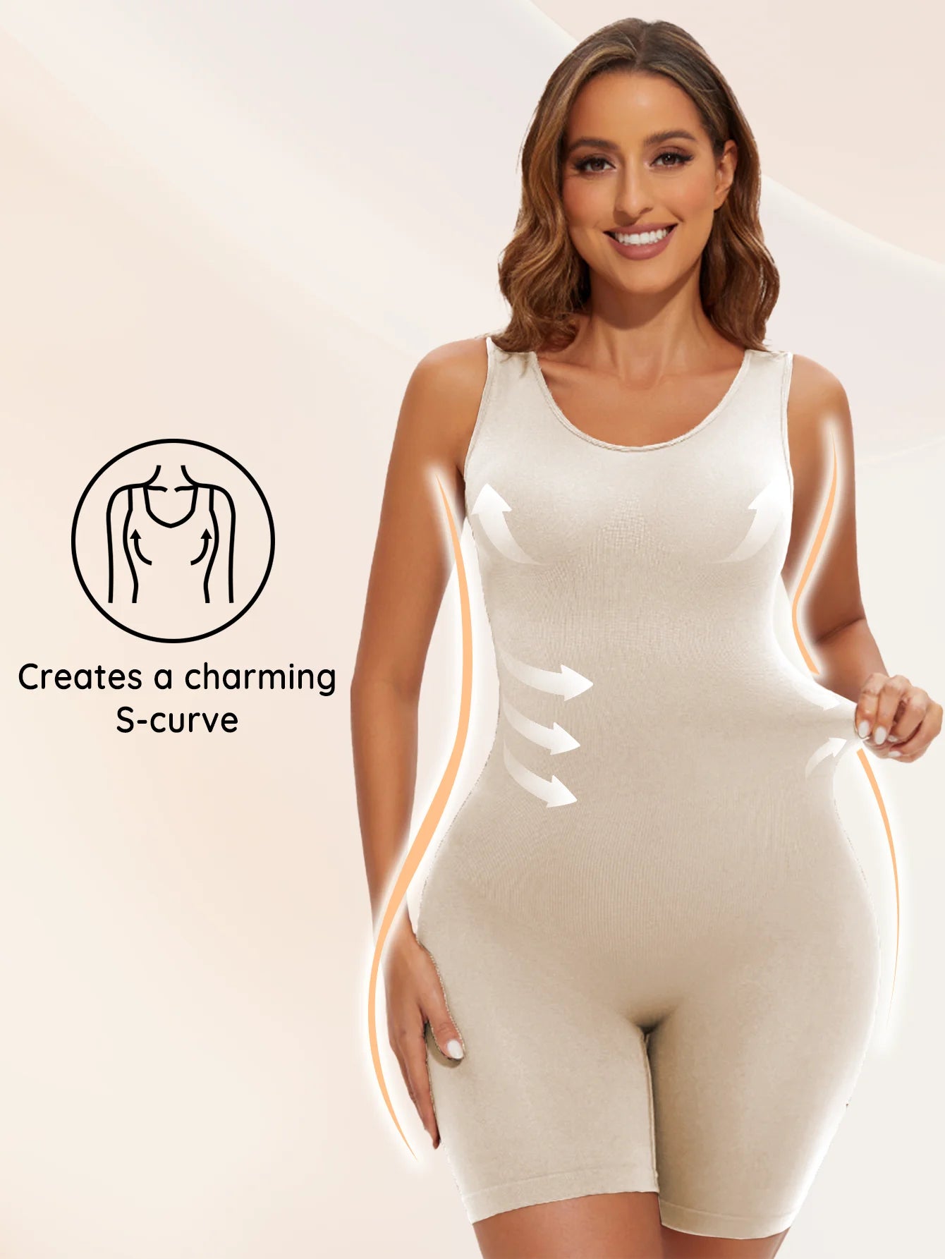 POKARLA Bodysuits sexys de cobertura total, faja moldeadora de muslos, mono moldeador de hombros anchos, faja sin costuras, adelgazante.
