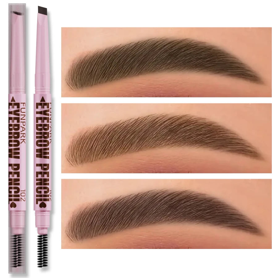 Lápiz de cejas 2 en 1, cosméticos profesionales, maquillaje para mujeres, 5 colores, pincel de tatuaje de cejas resistente al agua, lápiz de cejas de larga duración
