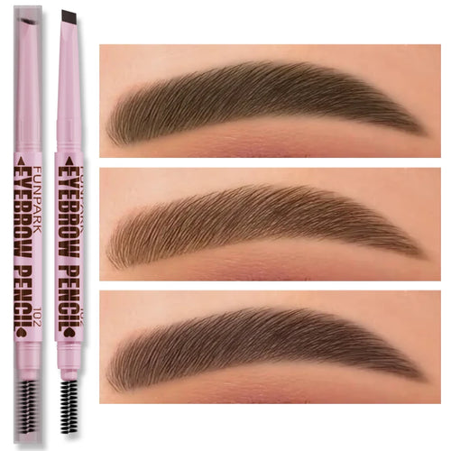 Lápiz de cejas 2 en 1, cosméticos profesionales, maquillaje para mujeres, 5 colores, pincel de tatuaje de cejas resistente al agua, lápiz de cejas de larga duración