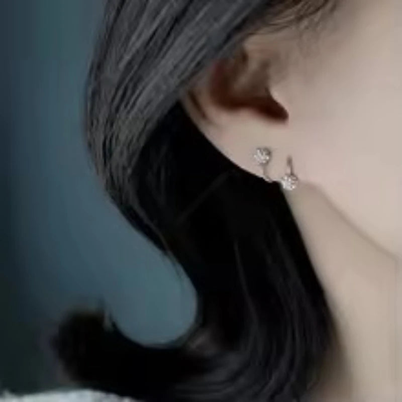 Fashionable and Luxurious Spherical Stud Earrings for Women, with S-Shaped Screw-Back Design, Suitable for Daily Wear