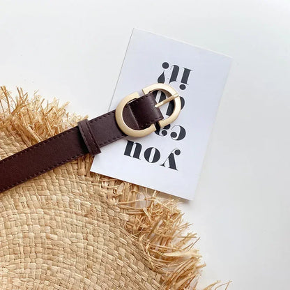 Cinturón decorativo de cuero PU simple con forma de hebilla de aguja de aleación a la moda para mujer, ropa informal diaria para estudiantes, 1 ud.
