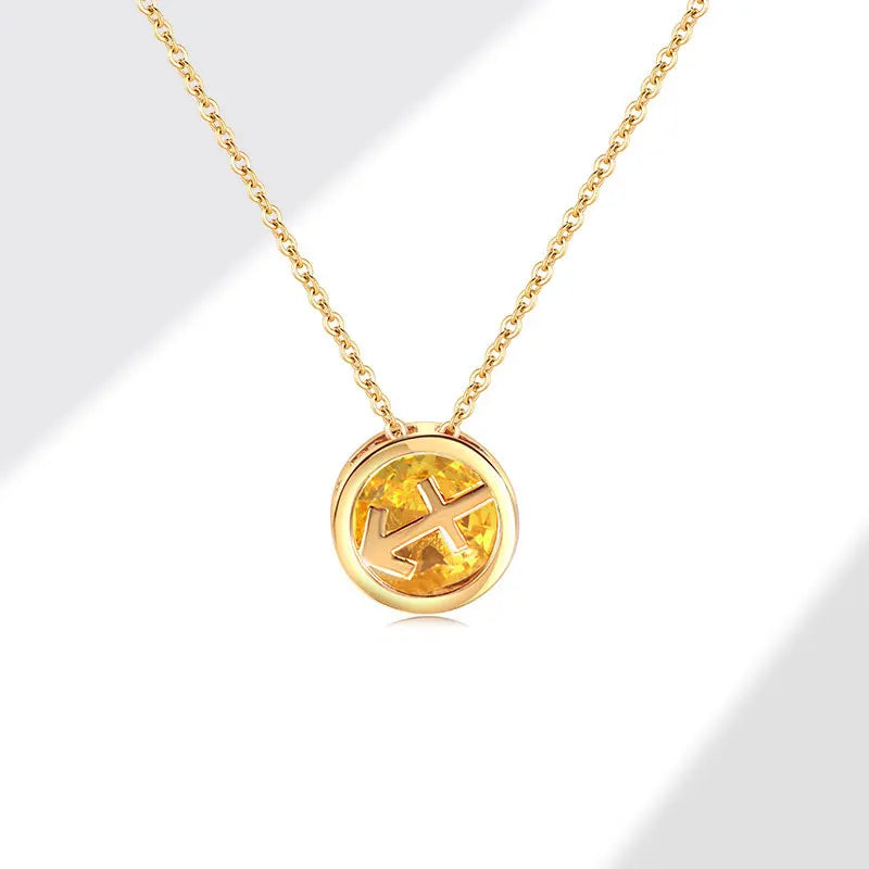 Collares con colgante de 12 constelaciones ahuecados de doble cara Retro para mujer, gargantilla de piedra natal con diamantes de imitación de cristal, signo del zodiaco