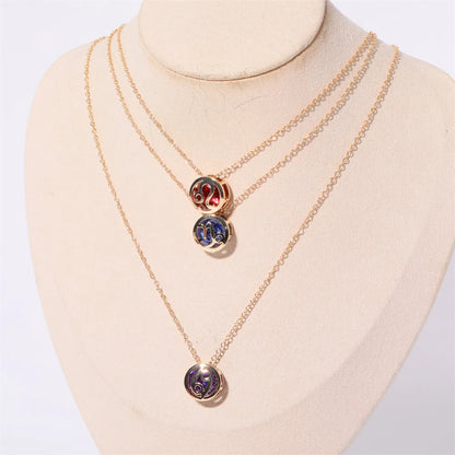 Collares con colgante de 12 constelaciones ahuecados de doble cara Retro para mujer, gargantilla de piedra natal con diamantes de imitación de cristal, signo del zodiaco