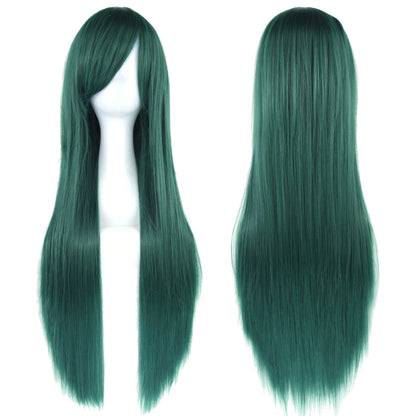 Soowee, pelo sintético de 80cm de largo, pelucas de Cosplay blancas y moradas, peluca recta de pelo negro para fiesta, peluca para mujer.