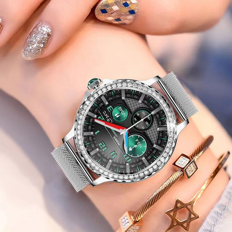 NX19 Fashion Smart Watch for Women Bluetooth Call Smart Sports Bracelet IP68 Diamond Waterproof Watch