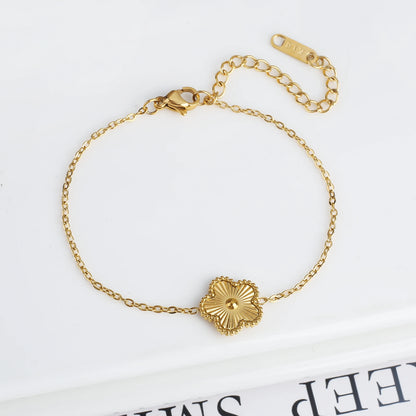 Pulsera clásica de acero inoxidable para mujer, brazalete ajustable de cinco flores, joyería de fiesta a la moda.