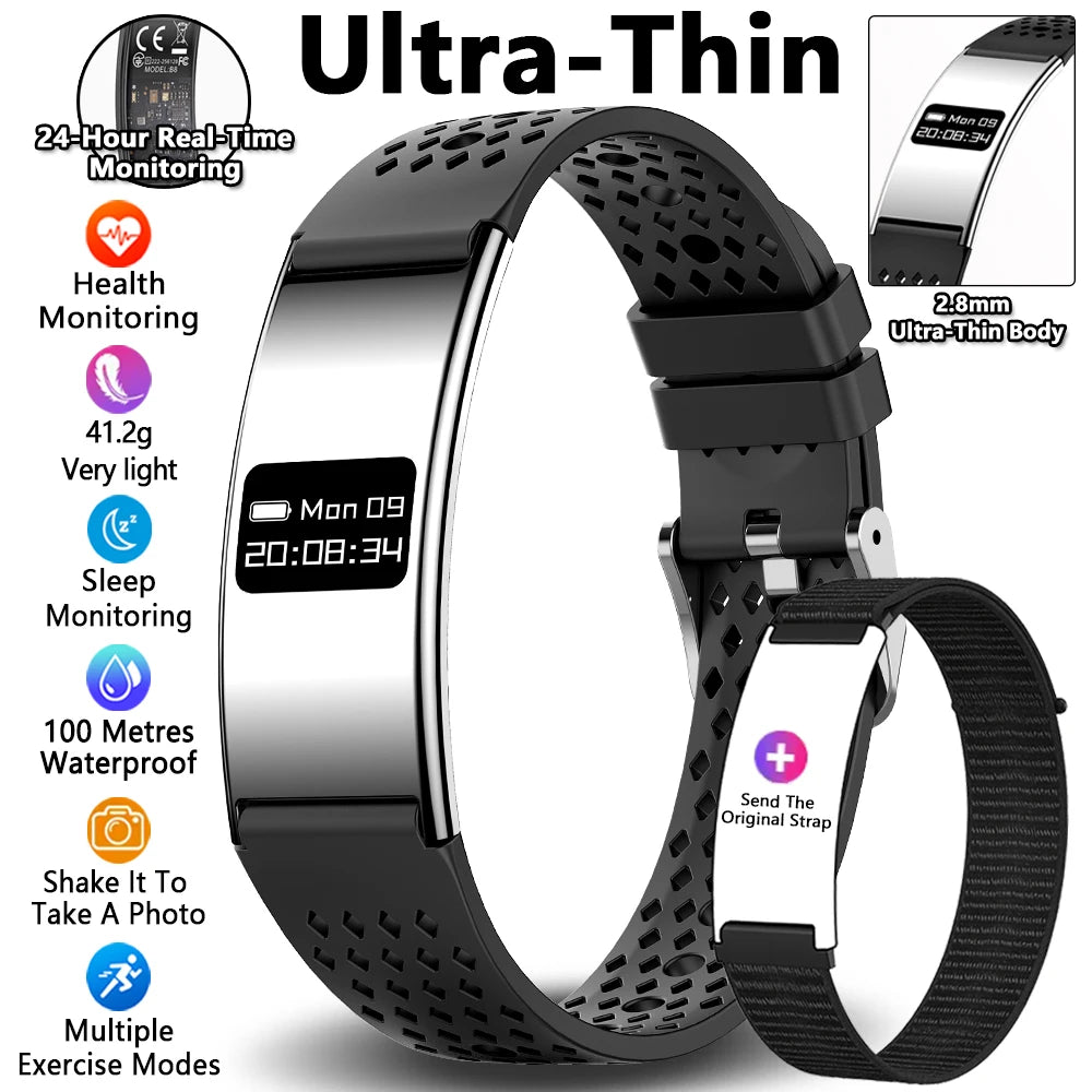 Pulsera inteligente para hombres y mujeres, Monitor de ritmo cardíaco durante el sueño, banda inteligente de salud, rastreador de actividad/deporte resistente al agua, reloj inteligente para Android iOS