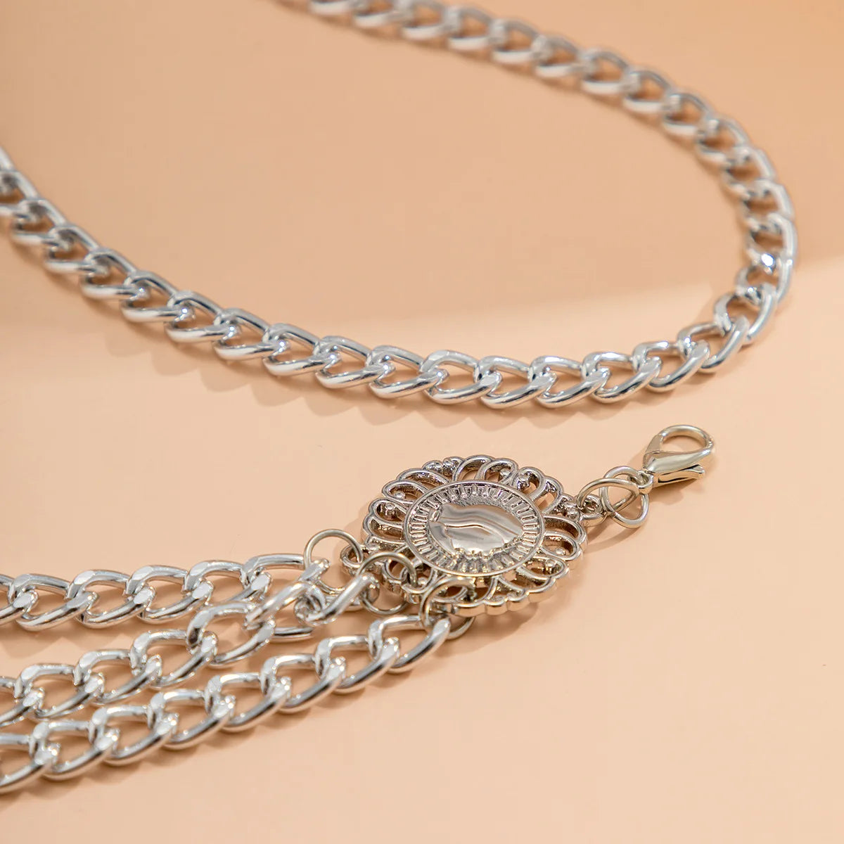 Estilo Punk Hip Hop, cadena de cintura que combina con todo, Luna, cinturón de Metal Vintage para mujer, cinturón de cadena de cintura alta Vintage para mujer.