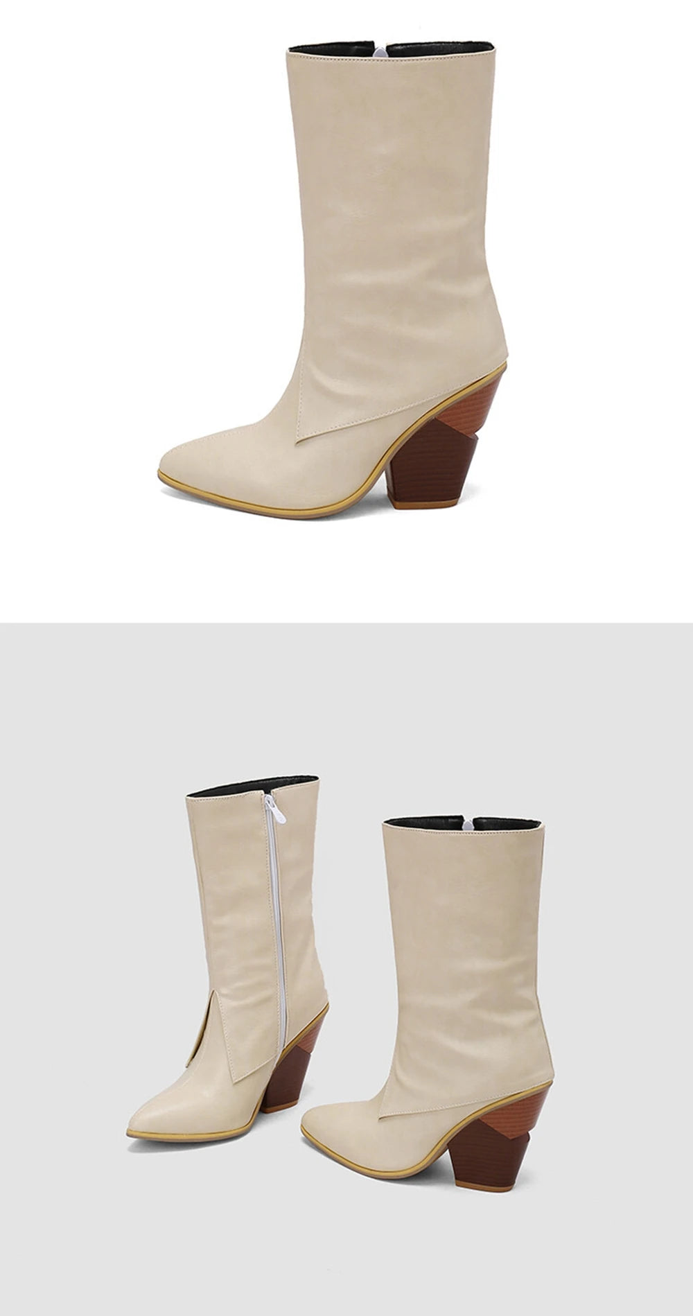 Botas De Mujer Botas De diseñador Mujer moda Sexy tacones altos puntiagudos cremallera lateral Botas cortas zapatos De plataforma talla grande 48 4005