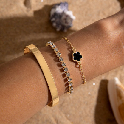 3 unids/set Bohemia minimalismo Metal Rhinestone cadena pulsera conjunto para mujer brazalete de Metal Color oro joyería regalos