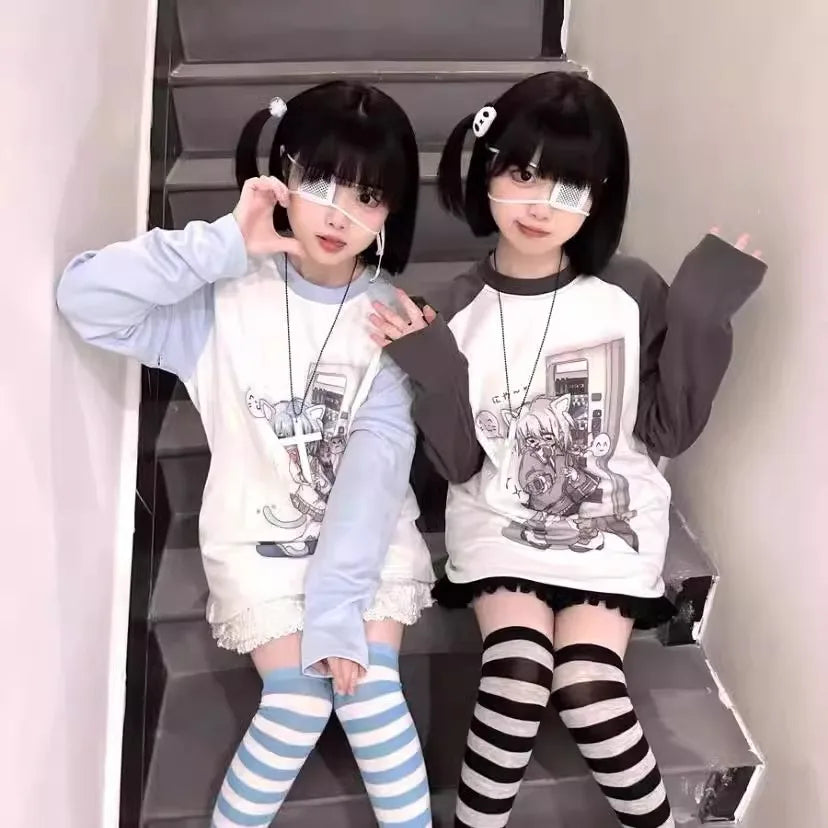 Ropa japonesa para mujer con mangas extraíbles, camisetas de manga corta y larga, ropa femenina de los años 2026
