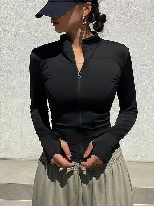 Chaqueta deportiva de secado rápido para Pilates de otoño para mujer: ideal para entrenamientos de gimnasio y correr al aire libre
