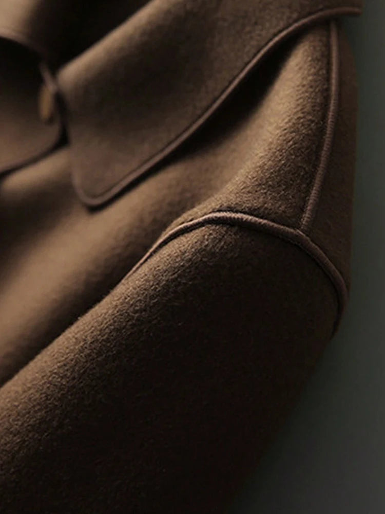 Abrigos de lana cortos lisos clásicos para mujer Otoño Invierno ropa cálida para mujer abotonada abrigo femenino trajes nuevos en prendas de vestir exteriores