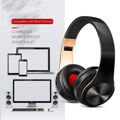 Regalo para Mujer Auriculares inalámbricos dorados Auriculares Bluetooth Auriculares estéreo Juego con micrófono incorporado con universal para Android e iOS