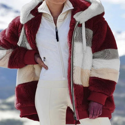 Chaqueta de gran tamaño para mujer, ropa de calle con capucha y bolsillo de felpa cálida, abrigo holgado para mujer, ropa femenina.