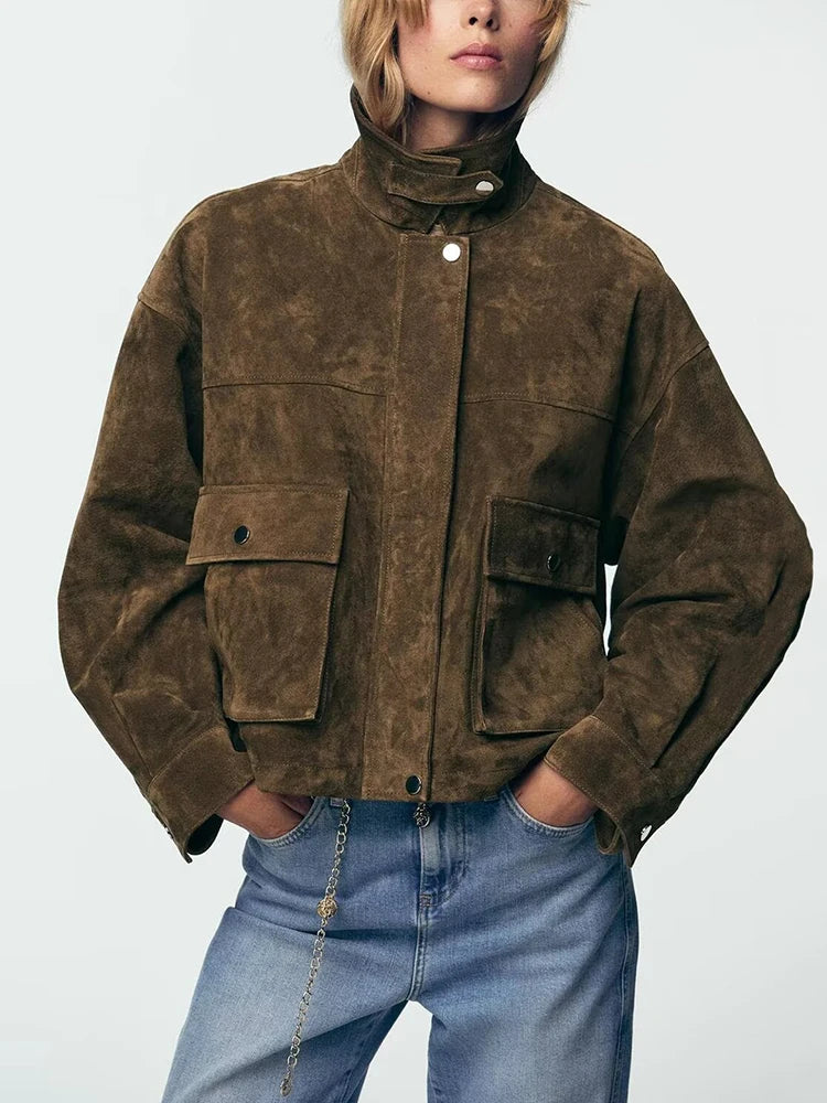 Chaqueta de Piloto de Cuero Puro para Mujer Z, Estilo, Corte Están, Chaqueta Corta, E y de Calidad
